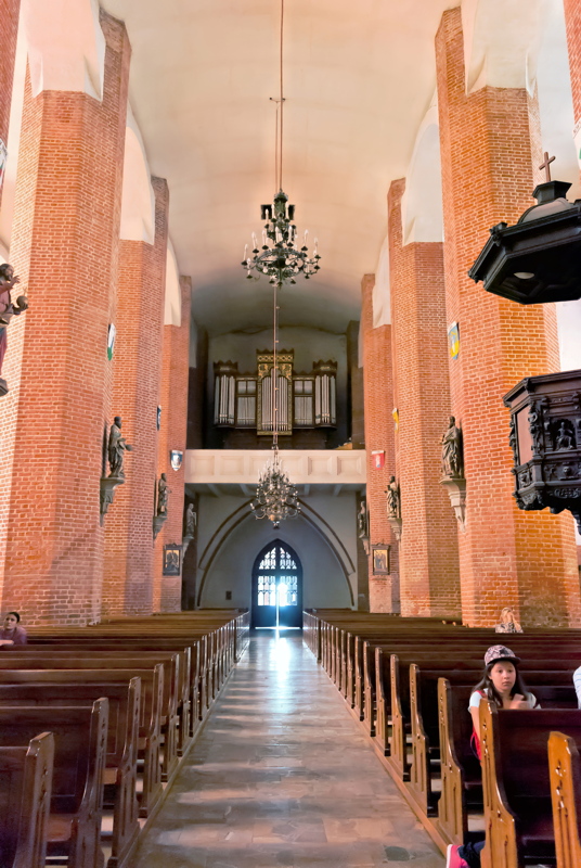 25 - The main nave inside the historic St. Nicholas Cathedral located in Elbląg, Poland